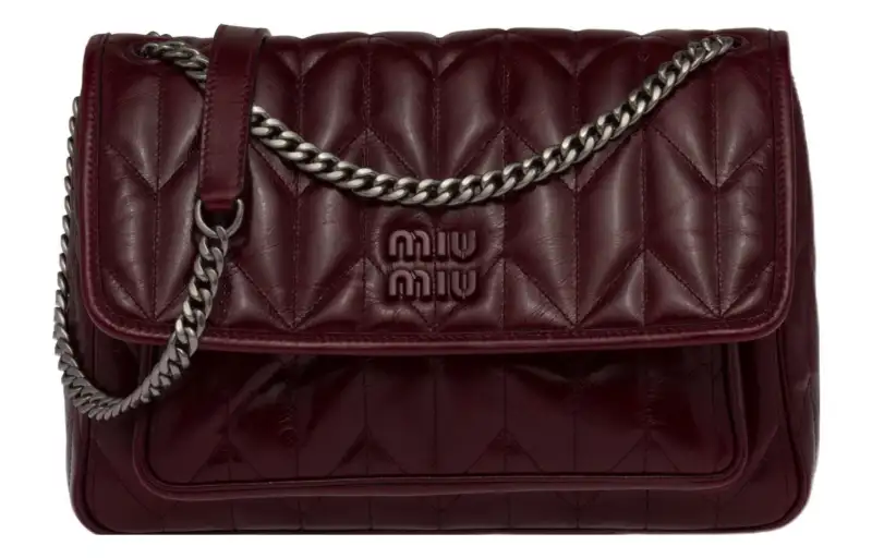 MIU MIU Shiny Leather Crossbody Bag, Shoulder Bag Women's Amaranth Red