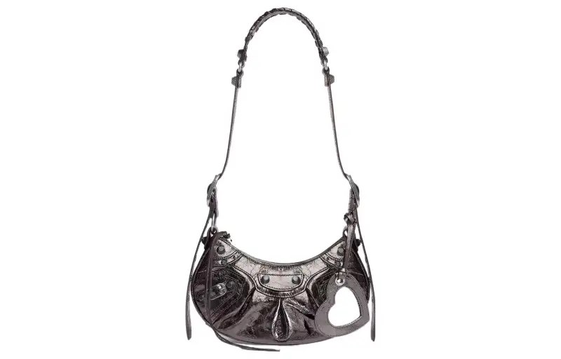 Balenciaga Le Cagole Sheepskin Handbag, Shoulder Bag Mini Women's Dark Gray