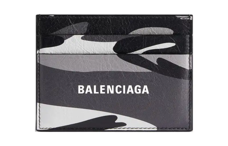 Balenciaga Crush Sheepskin Card Holder Men's Gray/White