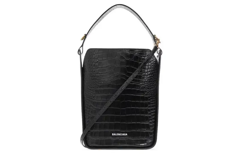 Balenciaga Magnetic Closure Leather ABS Shoulder Bag Regular Unisex Black