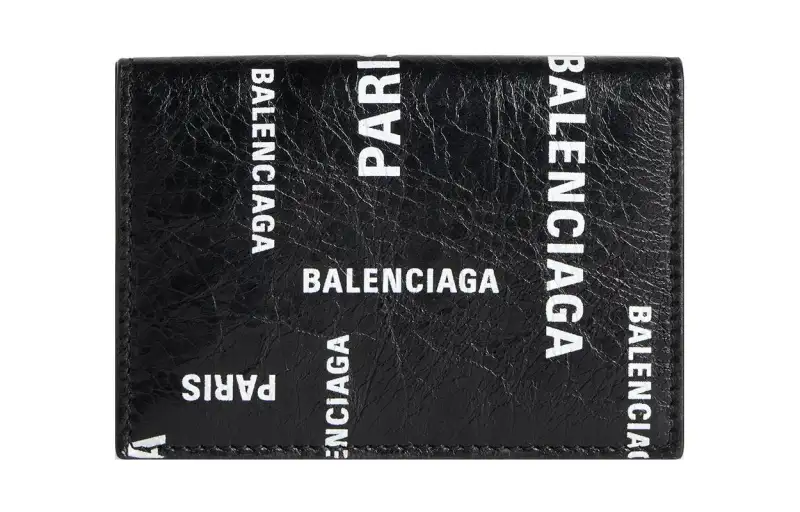 Balenciaga Allover Logo Printed Coin Mini Wallet