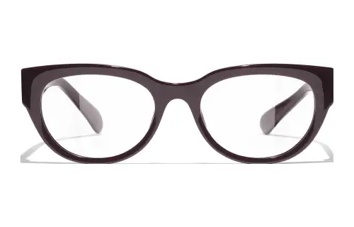 CHANEL Acetate Butterfly Eyeglass Frames Women's Red Brown