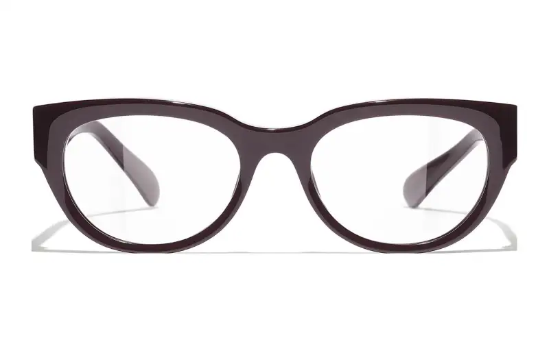 CHANEL Acetate Butterfly Eyeglass Frames Women's Red Brown