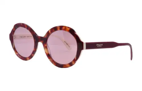 PRADA Plastic Irregular Shape Sunglasses Women's Brown