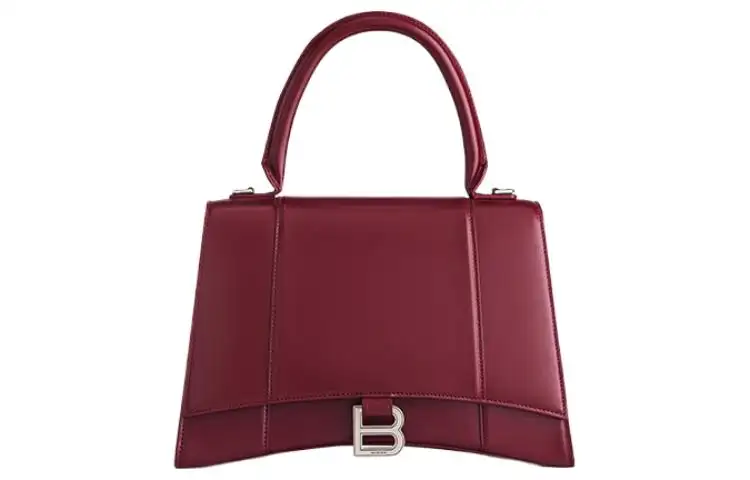 Balenciaga Hourglass Cow Leather Hourglass Bag, Shoulder Bag, Crossbody Bag, Handbag Medium Unisex Burgundy