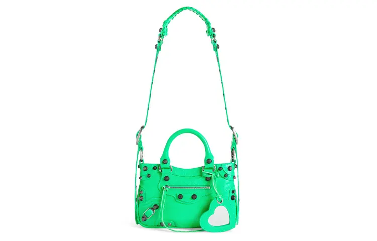Balenciaga Neo Cagole Fine Grained Sheepskin Shoulder Bag, Crossbody Bag, Handbag Small Women's Bright Green