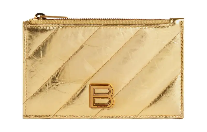 Balenciaga Crush Calfskin Card Holder Card Holder Regular Women's Gold