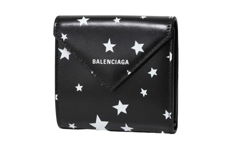 Balenciaga Papier Leather Wallet Mini Women's Black