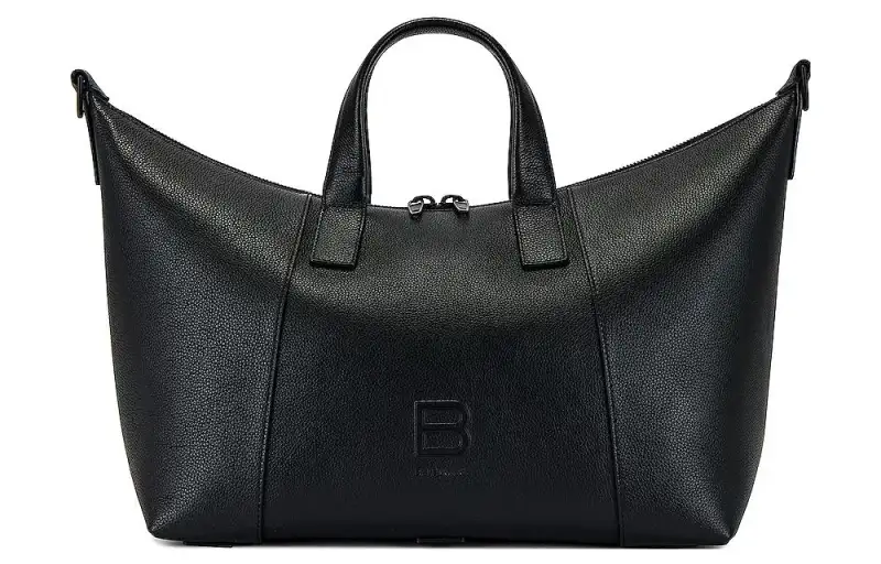 Balenciaga Hourglass Grain Leather Shoulder Bag, Crossbody Bag, Handbag Large Men's Black