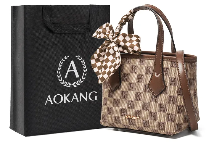 AOKANG PVC Bucket Bag, Handbag, Crossbody Bag, Shoulder Bag Regular Women's Khaki Coffee/Caramel Coffee