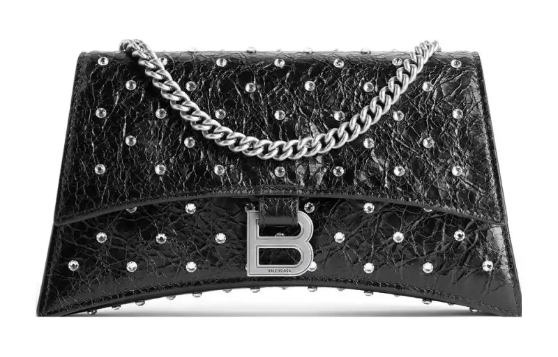 Balenciaga Crush Lambskin Portable Crossbody Bag, Shoulder Bag Women's Black