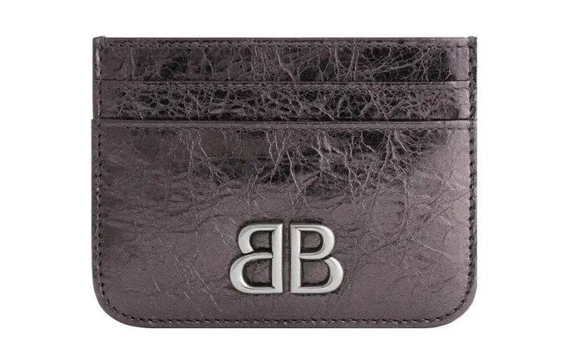 Balenciaga Logo Plaque Metallic Card Case