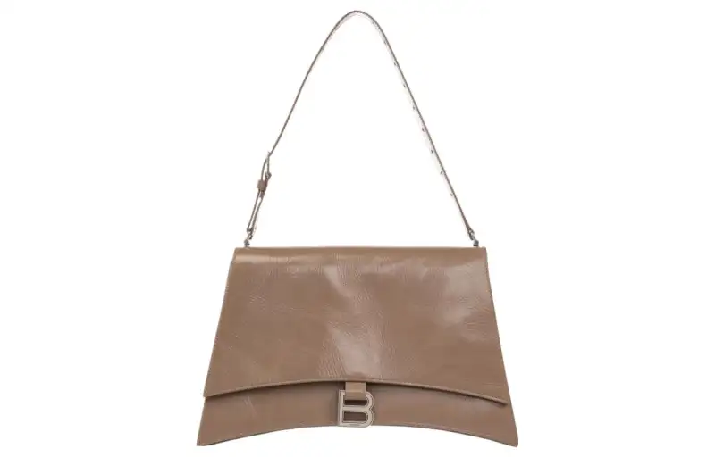 Balenciaga Crush Calfskin Handbag, Shoulder Bag Medium Women's Brown