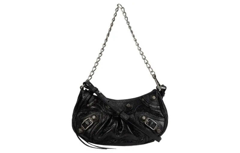 Balenciaga Le Cagole Calfskin Handbag, Shoulder Bag Mini Women's Black