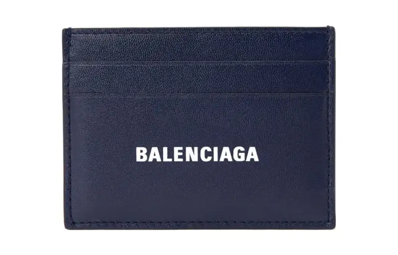 Balenciaga Cow Leather Card Holder Men's Marine Blue