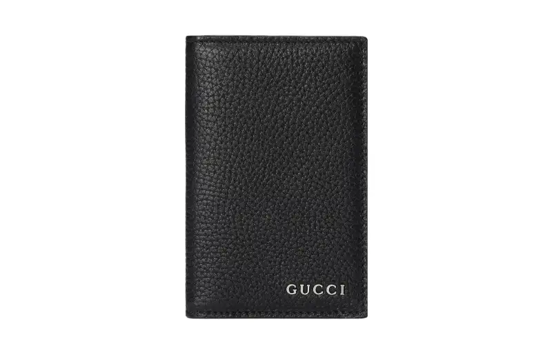GUCCI Leather Card Holder Card Holder Men's Black