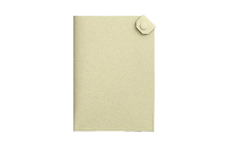HERMES Tarmac Epsom Leather Passport Holder Women's Milton Yellow
