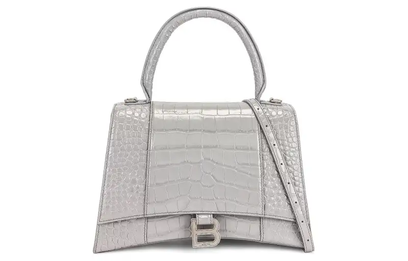 Balenciaga Hourglass Leather Hourglass Bag, Shoulder Bag, Crossbody Bag, Handbag Women's Gray
