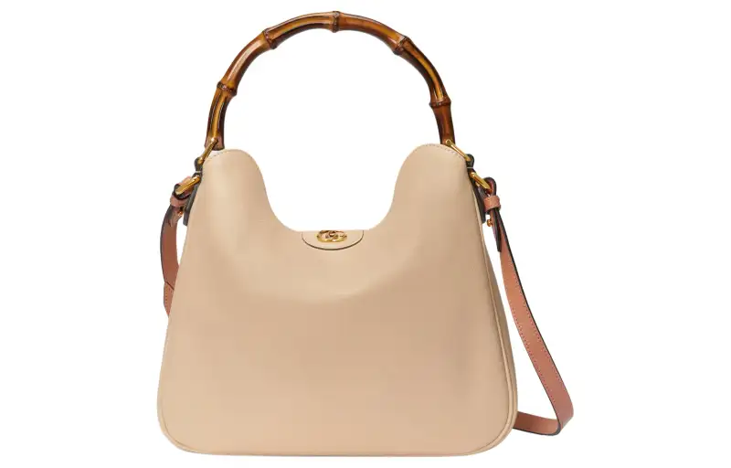 GUCCI Diana Leather Portable Crossbody Bag, Shoulder Bag Medium Women's Light Beige