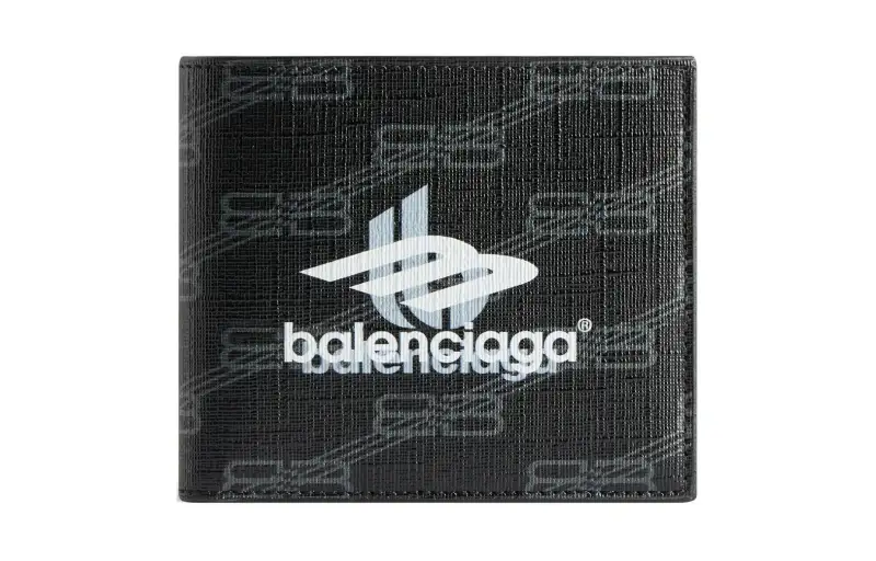 Balenciaga Coated Canvas Wallet Men's Black & Gray