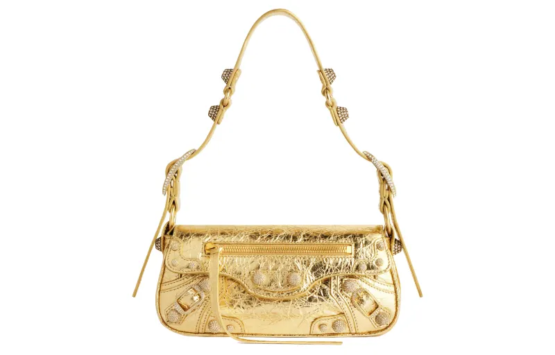 Balenciaga Le Cagole Lambskin Portable Crossbody Bag, Shoulder Bag Mini Women's Gold