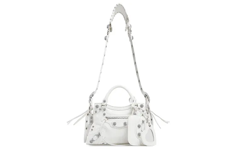 Balenciaga Neo Cagole Arena Lambskin Handbag, Crossbody Bag, Shoulder Bag Women's White