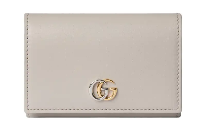 GUCCI GG Marmont Leather Wallet Women's Light Gray