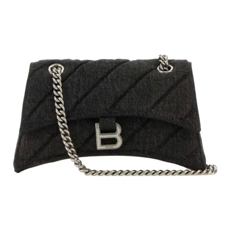 Balenciaga Fabric With Denim Crossbody Bag, Shoulder Bag Women's Smoke Gray