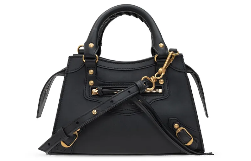 Balenciaga Calfskin One Shoulder Clutch Mini Women's Black