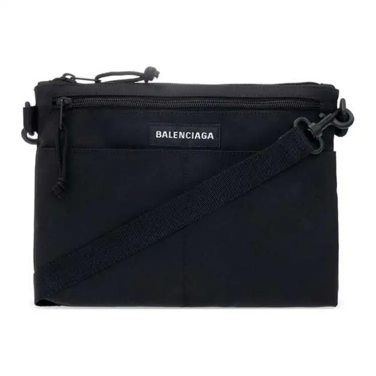 Balenciaga Nylon Shoulder Bag, Crossbody Bag Unisex Black