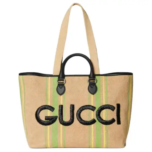 GUCCI Canvas With Leather Canvas Bag, Tote Bag, Shopping Bag, Handbag Large Women's Natural Green