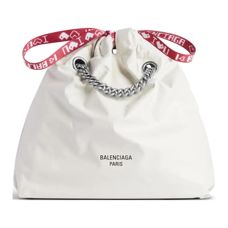 Balenciaga Crush Cow Leather Tote Bag, Shopping Bag, Shoulder Bag, Crossbody Bag Small Women's White