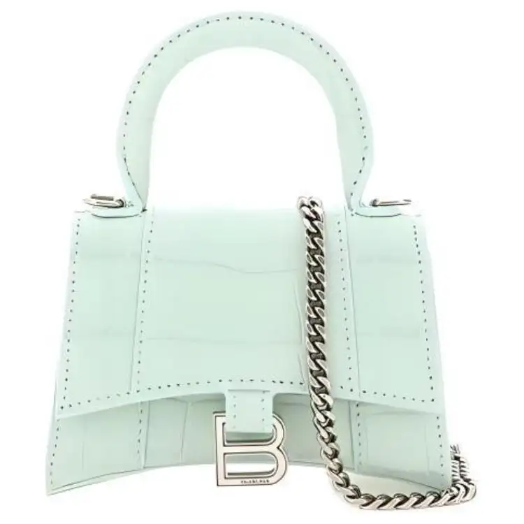 Balenciaga Hourglass Calfskin Hourglass Bag, Shoulder Bag, Crossbody Bag, Handbag Mini Women's Light Green