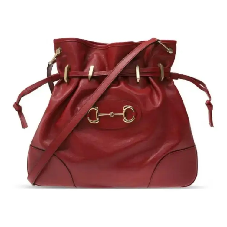 GUCCI Horsebit 1955 Leather Crossbody Bag, Shoulder Bag Women's Red