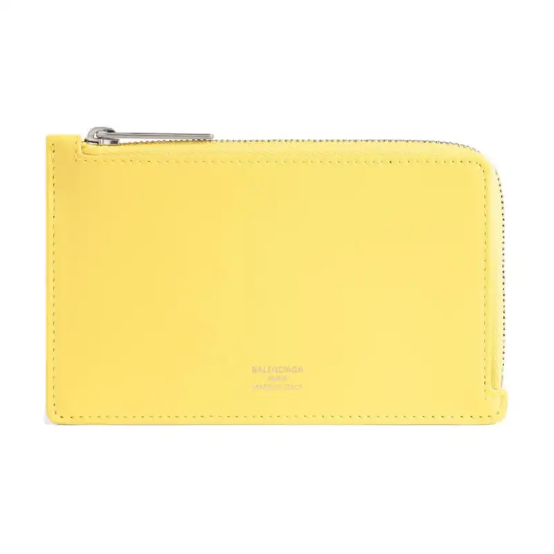 Balenciaga Smooth Calfskin Card Holder Women's Yellow