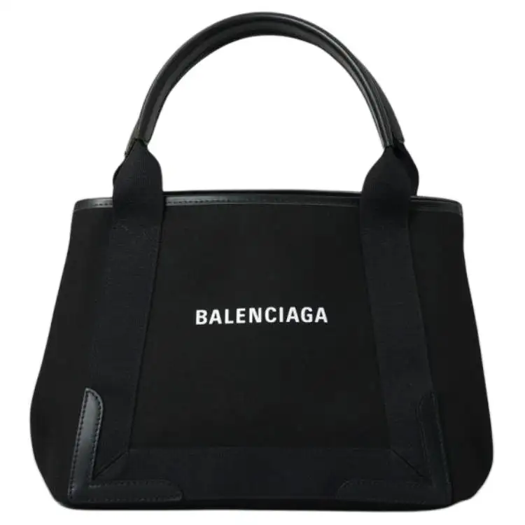 Balenciaga Cotton With Cow Leather Handbag Small Women's Black