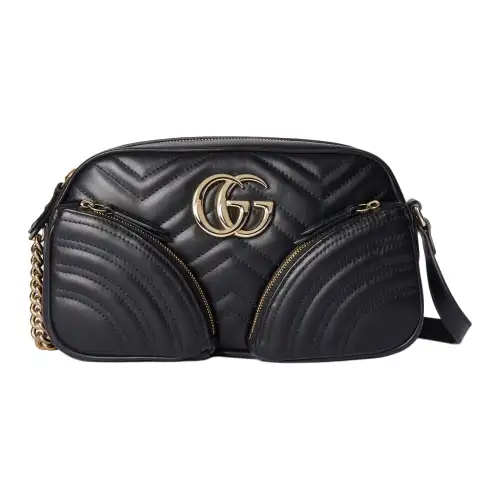 GUCCI GG Marmont Leather Crossbody Bag, Shoulder Bag Women's Black