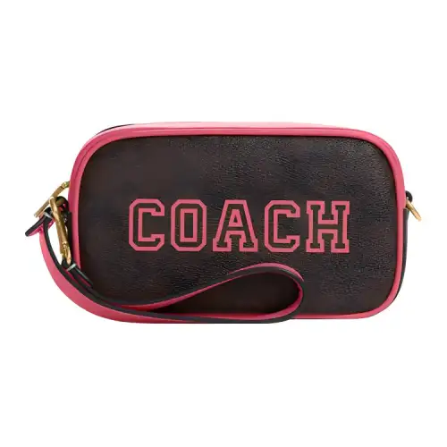 COACH Jamie Artificial Leather Clutch Handbag Small Women's Brown & Watermelon