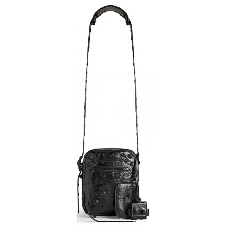 Balenciaga Le Cagole Fine Grained Sheepskin Shoulder Bag, Crossbody Bag Men's Black