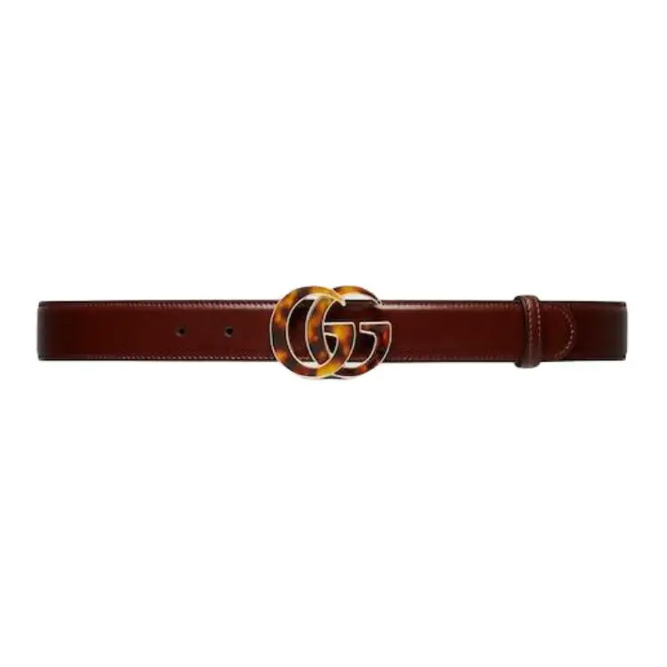 GUCCI GG Marmont Leather Belts Women's Brown Width 3cm