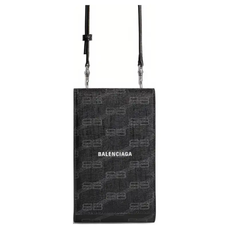 Balenciaga Coated Canvas Shoulder Bag, Crossbody Bag Men's Black
