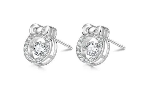 Sanrio, Hello Kitty, hello kitty, small design earrings with bow, accessory, gift box, high-quality style, simple and elegant design, silver 925 sample