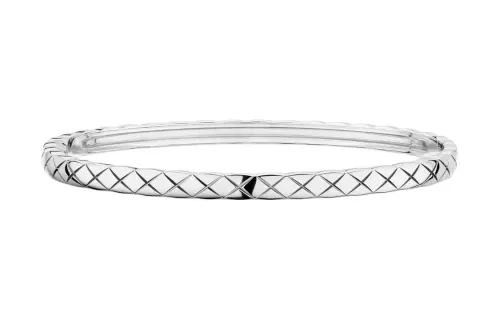 CHANEL 18K White Gold Bangles Women's Silver