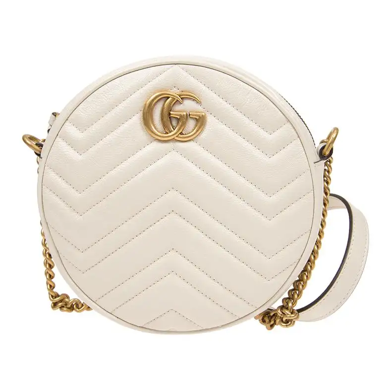 GUCCI GG Marmont Leather Shoulder Bag, Crossbody Bag Mini Women's White