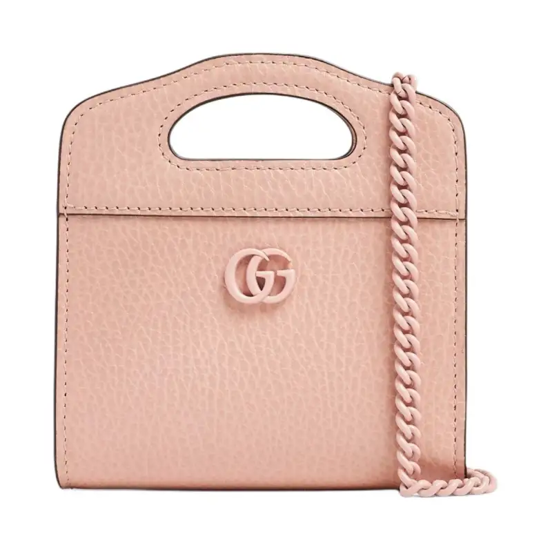 GUCCI GG Marmont Leather Card Holder Women's Pink