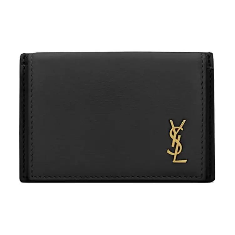 SAINT LAURENT Cow Leather Card Holder Women's Black