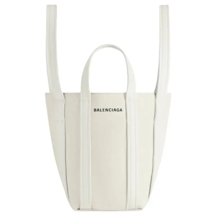 Balenciaga Cotton Fabric Tote Bag, Shopping Bag, Portable Crossbody Bag, Shoulder Bag Extra Small Women's Beige