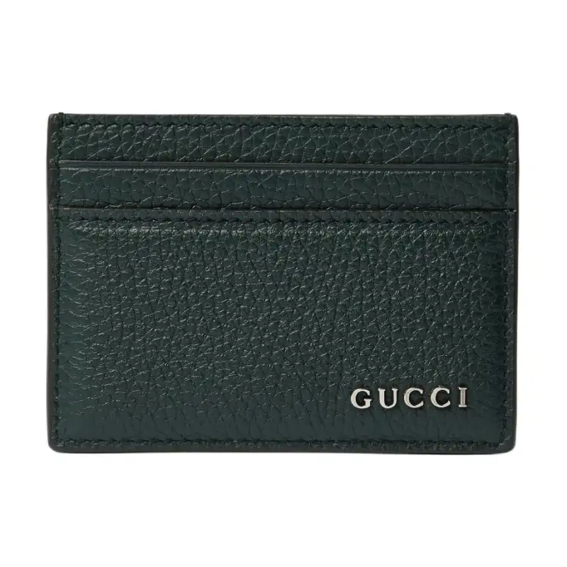 GUCCI Cruise Leather Card Holder Regular Men's Dark Green