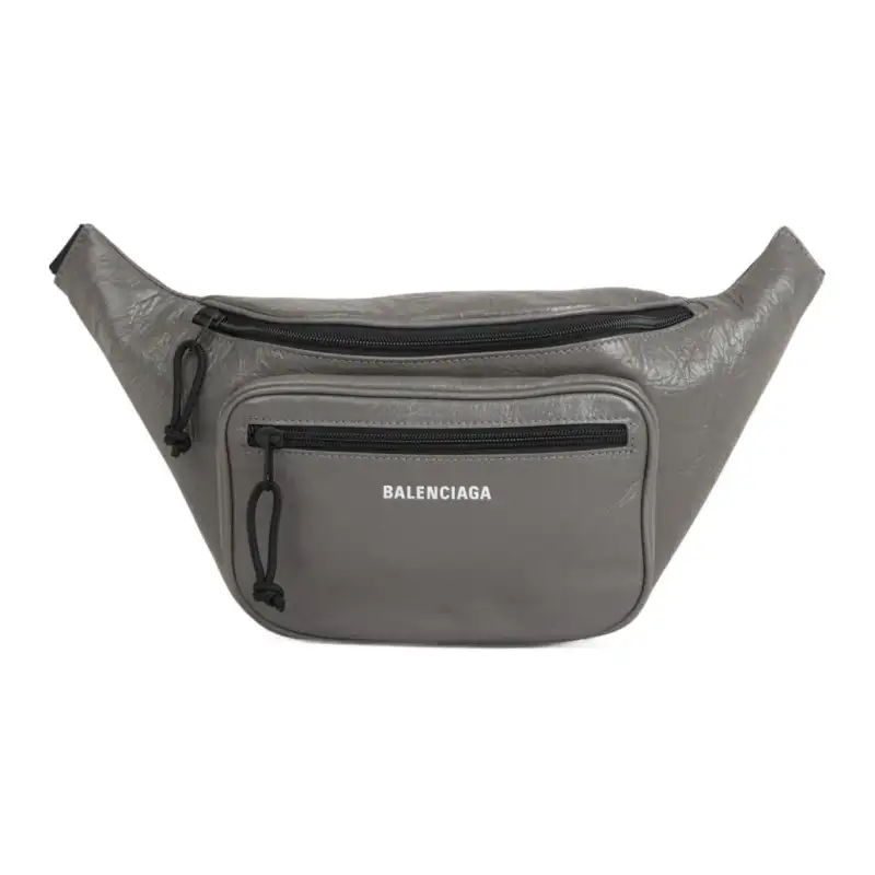 Balenciaga Calfskin Fanny Pack Men's Gray