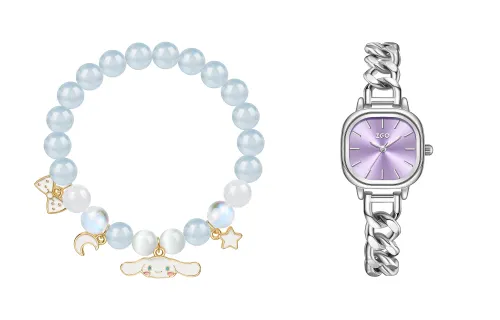 Sanrio, small design bracelet, universal cute brand jewelry, watch, set, simple and elegant design, trend of season, Cinnamoroll